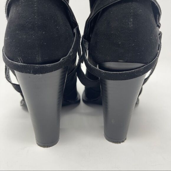 JustFab Raney Western Bootie Black Faux Suede Heeled Pull On Women’s Size 7 - Picture 8 of 10